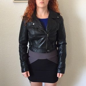 Black snakeskin cropped jacket